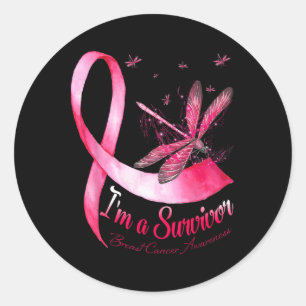 A Survivor Dragonfly Breast Cancer Awareness Classic Round Sticker