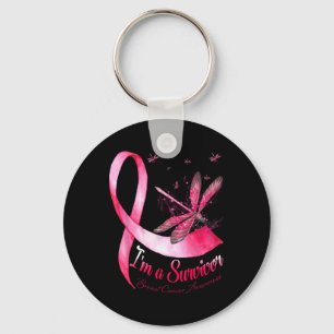 A Survivor Dragonfly Breast Cancer Awareness  Keychain
