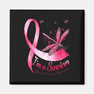 A Survivor Dragonfly Breast Cancer Awareness Magnet