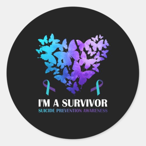 A Survivor Suicide Prevention Awareness Butterfly  Classic Round Sticker