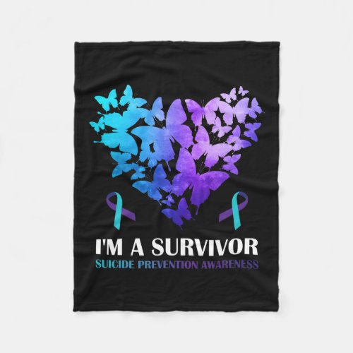 A Survivor Suicide Prevention Awareness Butterfly  Fleece Blanket