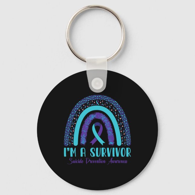 A Survivor Suicide Prevention Awareness Leopard Ra Keychain (Front)