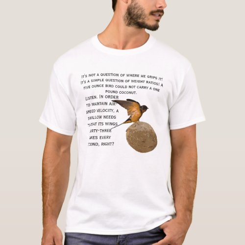 A Swallow carrying a Coconut T_Shirt