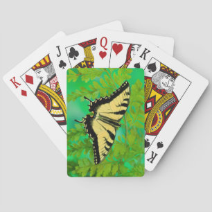 A Swallowtail Butterfly Landing Poker Cards