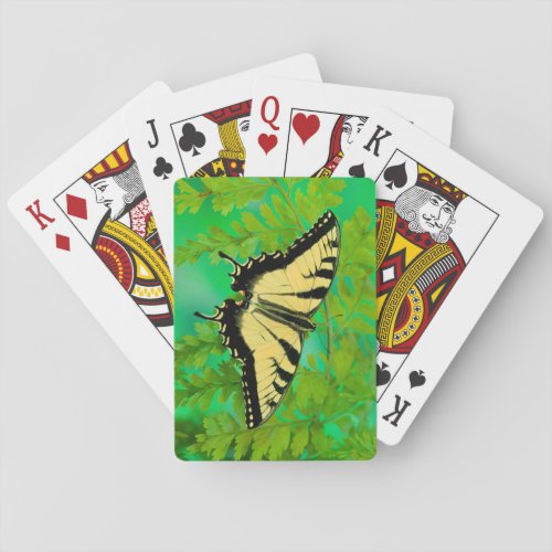 A Swallowtail Butterfly Landing Poker Cards