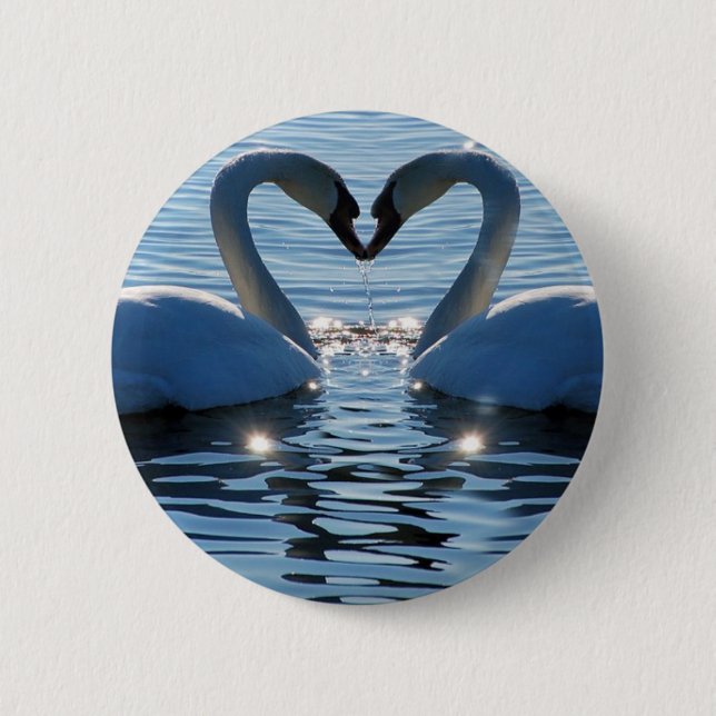 A Swan Heart Kiss, Reflections of Love Button (Front)