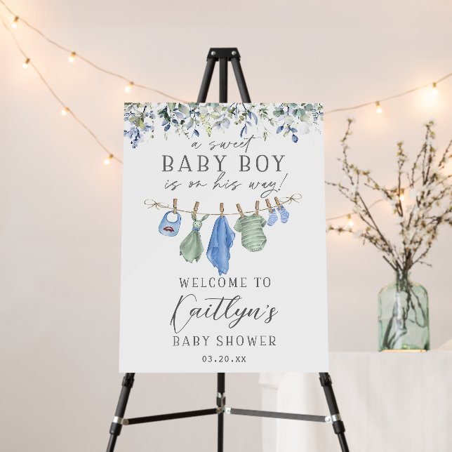 A Sweet Baby Boy Baby Shower Welcome Sign - Baby  (In Situ (Stand))