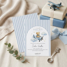 A Sweet Baby Boy Teddy Bear Vintage Blue Airplane
