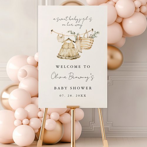 A Sweet Baby Girl Is On The Way Welcome Party Sign