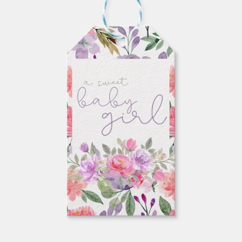 A Sweet Baby Girl Purple Baby Shower Gift Tags