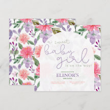 A Sweet Baby Girl Purple & Pink Floral Baby Shower
