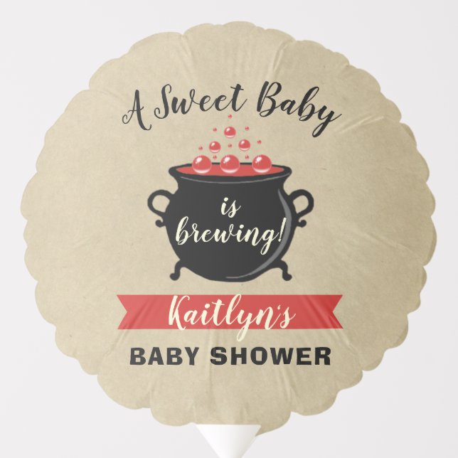 A Sweet Baby Is Brewing Halloween Baby Shower Balloon (Front)
