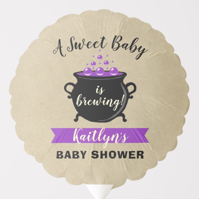 A Sweet Baby Is Brewing Halloween Baby Shower Balloon (Front)