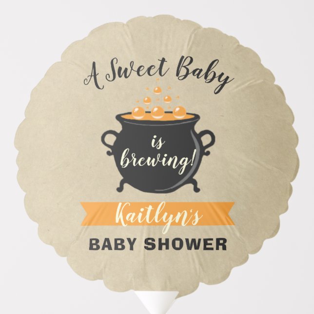 A Sweet Baby Is Brewing Halloween Baby Shower Balloon (Front)