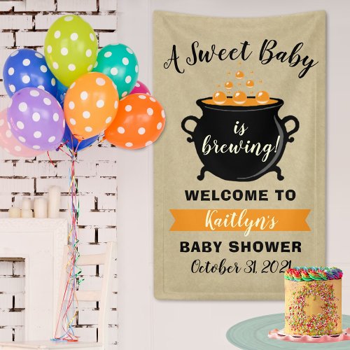 A Sweet Baby Is Brewing Halloween Baby Shower Banner