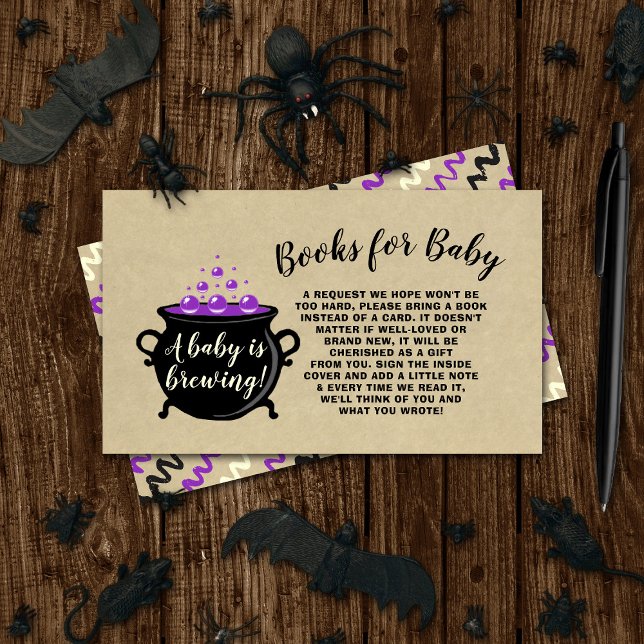 A Sweet Baby Is Brewing Halloween Baby Shower Book Enclosure Card (Creator Uploaded)