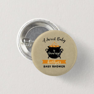 A Sweet Baby Is Brewing Halloween Baby Shower Button