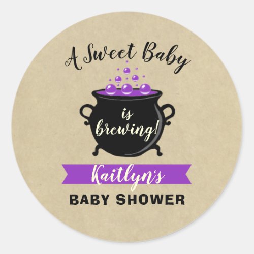 A Sweet Baby Is Brewing Halloween Baby Shower Classic Round Sticker