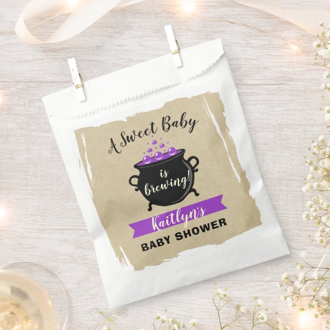A Sweet Baby Is Brewing Halloween Baby Shower Favor Bag (Clipped)