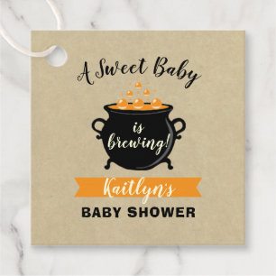 A Sweet Baby Is Brewing Halloween Baby Shower Favor Tags