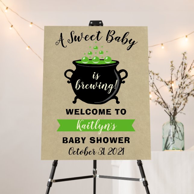 A Sweet Baby Is Brewing Halloween Baby Shower Foam Board (In Situ (Stand))