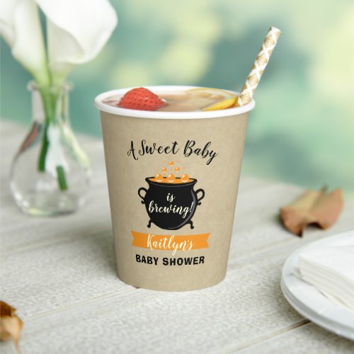 A Sweet Baby Is Brewing Halloween Baby Shower Paper Cups