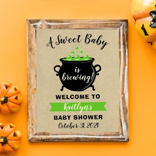 A Sweet Baby Is Brewing Halloween Baby Shower Poster