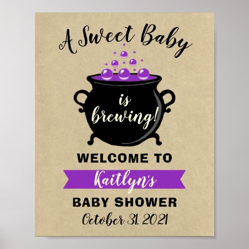 A Sweet Baby Is Brewing Halloween Baby Shower Poster