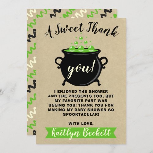 A Sweet Baby Is Brewing Halloween Baby Shower Thank You Card
