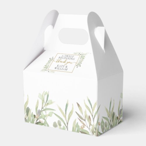 A Sweet Beginning Greenery Thank You Wedding Favor Boxes
