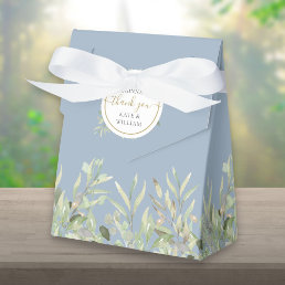 A Sweet Beginning Greenery Wedding Dusty Blue Favor Boxes