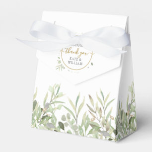 A Sweet Beginning Greenery Wedding Gold Thank You Favor Boxes