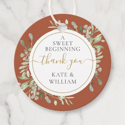 A Sweet Beginning Greenery Wedding Terracotta Favor Tags