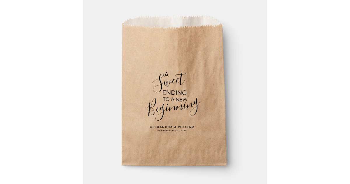 A Sweet Beginning Wedding Candy Bar Buffet Favor Favor Bag Zazzle Com
