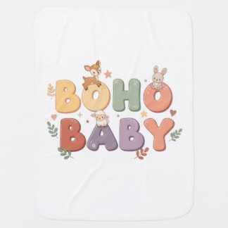 A sweet BOHO BABY blanket with soft, earthy tones