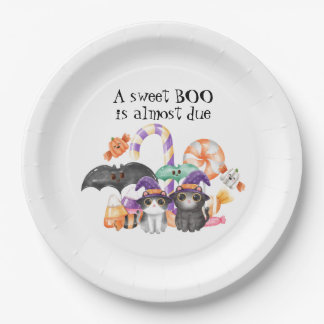 A sweet BOO is almost due Baby Shower Table Set Up Paper Plates