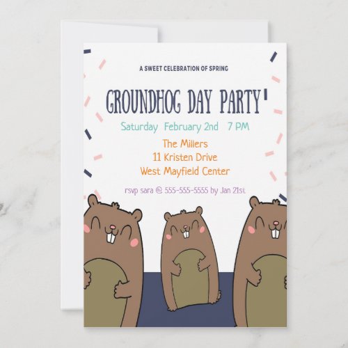 A Sweet Celebration Of Spring Groundhog Day Party Invitation