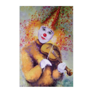 A sweet clown playing the violin acrylic print