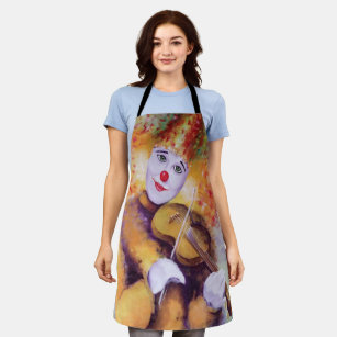 A sweet clown playing the violin apron