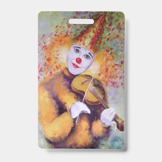 A sweet clown playing the violin badge (Front)