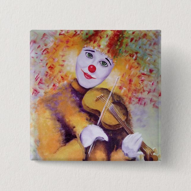 A sweet clown playing the violin button (Front)