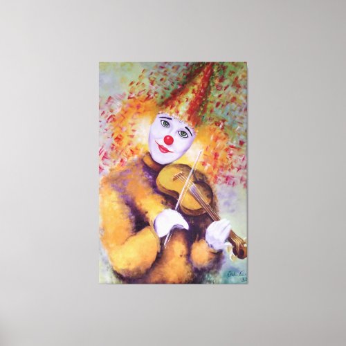 A sweet clown playing the violin canvas print