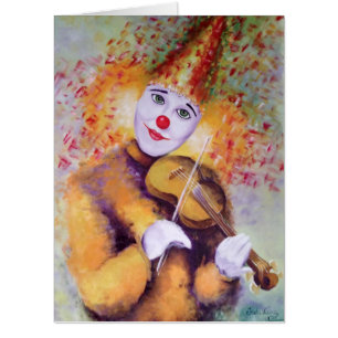 A sweet clown playing the violin card