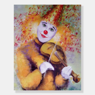 A sweet clown playing the violin foam board