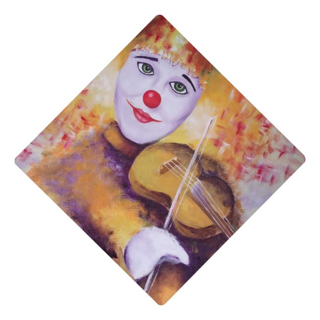 A sweet clown playing the violin graduation cap topper (Front)