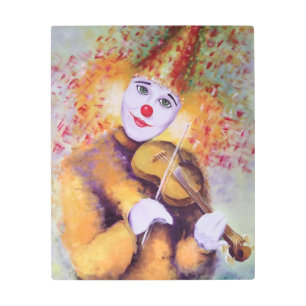 A sweet clown playing the violin metal print