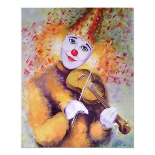 A sweet clown playing the violin photo print