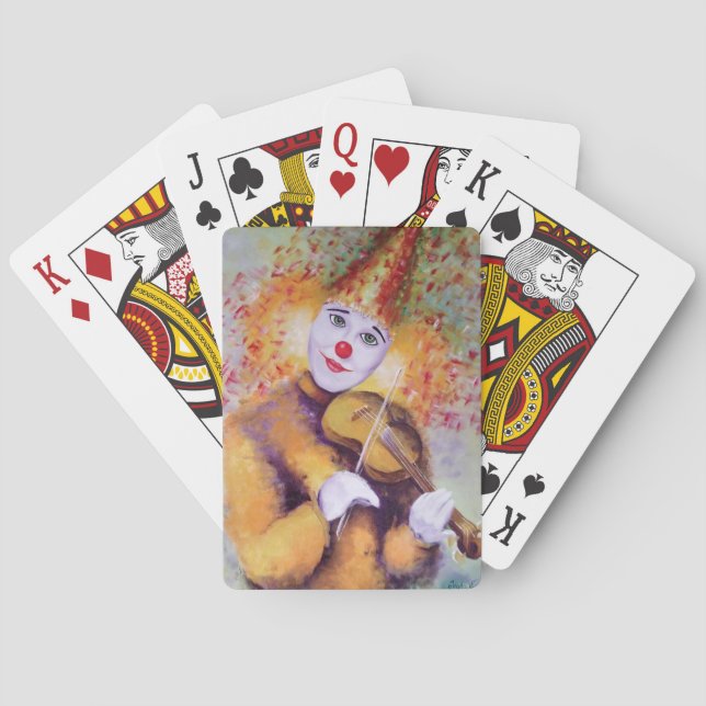 A sweet clown playing the violin poker cards (Back)