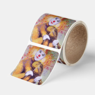 A sweet clown playing the violin square sticker