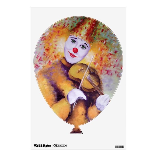A sweet clown playing the violin wall decal (Front)